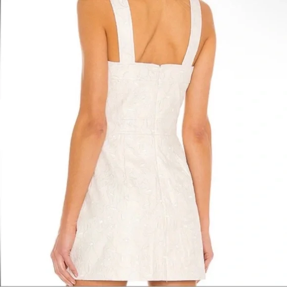 Amanda Uprichard Vegan Leather White Floral Embroidered Dress, Size Medium, EUC - Picture 5 of 11